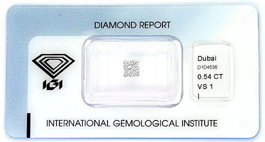 Foto 1 - Diamant im Princess Schliff 0,54 ct VS1 Top Crystal IGI, D6387