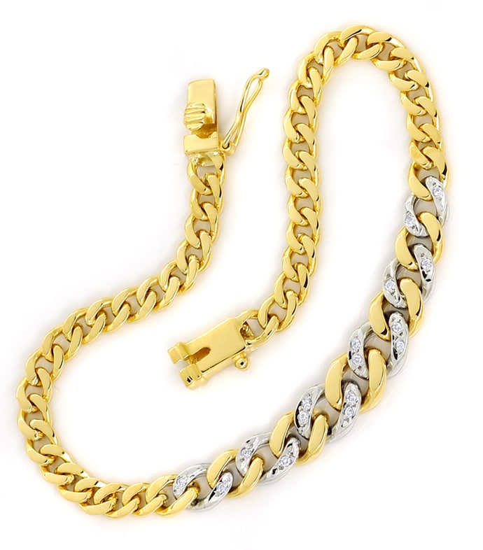 Foto 2 - Set Flachpanzerkette und Armband mit Diamanten 18K Gold, S1750
