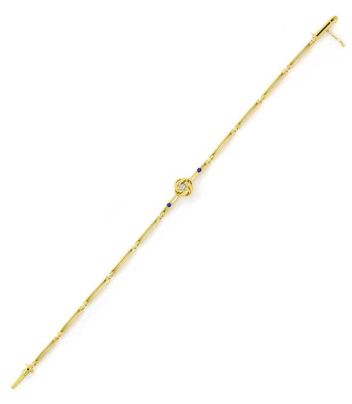 Foto 3 - Antikes Gelbgold-Platin Armband mit Diamant und Safiren, S2013