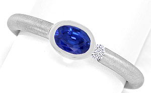 Foto 1 - Blauer Saphir 0,68ct und Brillant in Edlem Platin Ring, S3507