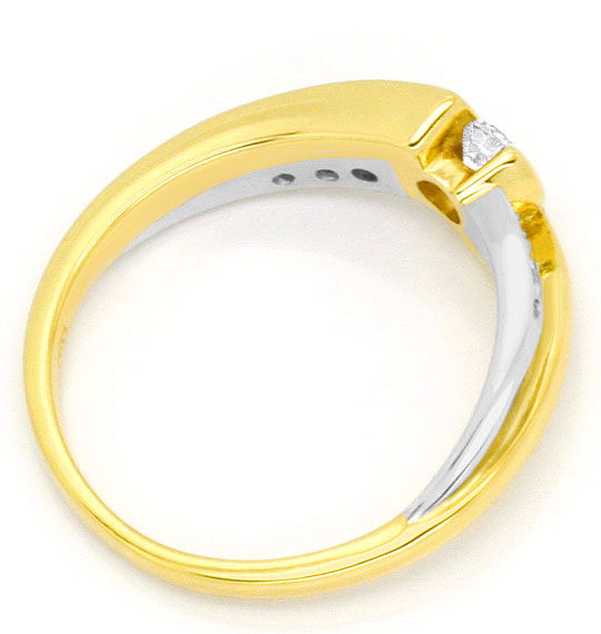 Foto 3 - Moderner Brillanten-Diamanten-Ring Gelb Gold-Weißgold, S4440
