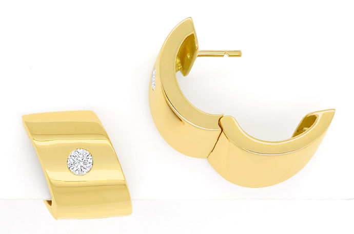 Foto 1 - Gold-Ohrringe Creolen mit 0,36ct lupenreinen Brillanten, S9675